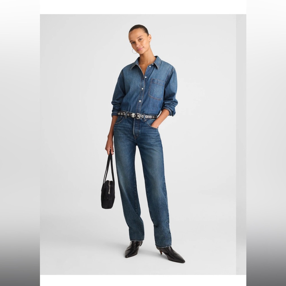 NWT Madewell The Dean Easy Straight Button-Fly Jeans Sz 26P
